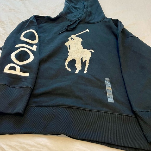 Polo Ralph Lauren Big Pony Chenille Hoodie Black XS/S NWT ($228) - Picture 13 of 14